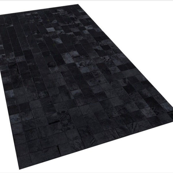 Fait main par la nouvelle collection en cuir de vachette patchwork blanc noir ton tapis décor à la maison cadeau conception livraison gratuite ZR-53