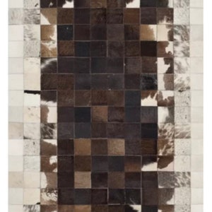 Handmade by New collection leather cowhide patchwork white Brown tone area rug home Decor gift  design free shipping ZR-63