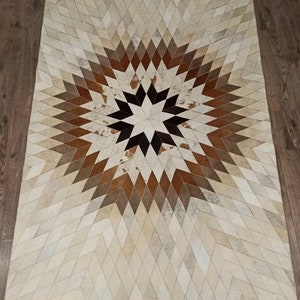 Handmade by New collection leather cowhide patchwork white Brown tone area rug home Decor gift  design free shipping ZR-50