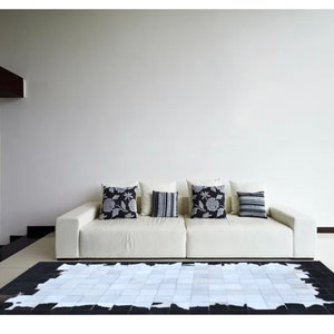Handmade by New collection leather cowhide patchwork white black tone area rug home Decor gift  design free shipping ZR- 53