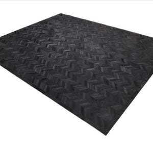Fait main par la nouvelle collection en cuir de vachette patchwork ton noir tapis décor à la maison cadeau conception livraison gratuite ZR-09