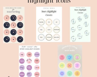 5 Plantillas destacadas de Instagram / Instagram Highlight Digital / Instagram Plantillas Marketing / Instagram Highlight Canva / Highlights Insta