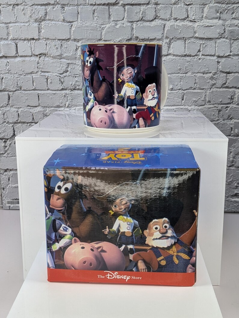 Vtg 1999 Disney Store Exclusive Toy Story 2 Character Collage Mug - Like New In Box image 2