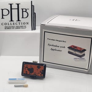 Eyeshadow with Applicator Porcelain Hinged Box by Midwest of Cannon Falls | PHB Vanity Trinket Box with 2 Trinkets!