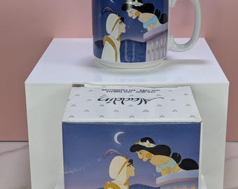 VINTAGE 1990s Disney Store Exclusive Aladdin & Jasmine "A Whole New World" Balcony Mug - Collector’s Edition with Original Box!