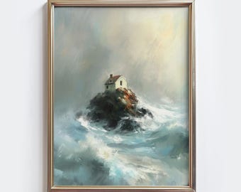 Arte mural "Construye tu casa sobre la roca", Mateo 7:24-27, Arte bíblico, Pintura con versículos bíblicos, Impresión de Jesús, Regalo cristiano para inauguración de la casa