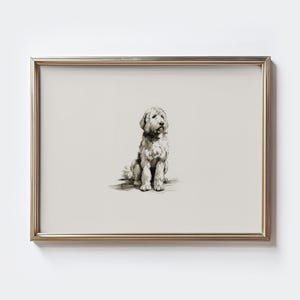 Goldendoodle Wall Art, Vintage Hund Skizze, Haustier Zeichnung, Hundebesitzer Geschenk, Rustikale Hundekunst, Hundeposter, Bauernhaus Wanddeko