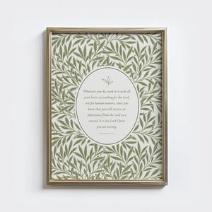 Colossians 3 23 Print: Botanical Bible Verse Print, Christian Wall Art, Christian Floral Wall Decor