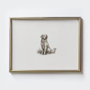 Arte mural de golden retriever, impresión vintage de boceto de perro, dibujo de perro, regalo para dueño de perro, arte rústico de perro, póster de perro, decoración de pared de granja