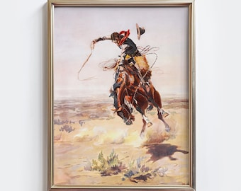 Vintage Cowboy Rodeo Art Print: Rustic Western Bronco Poster (Digital Download)