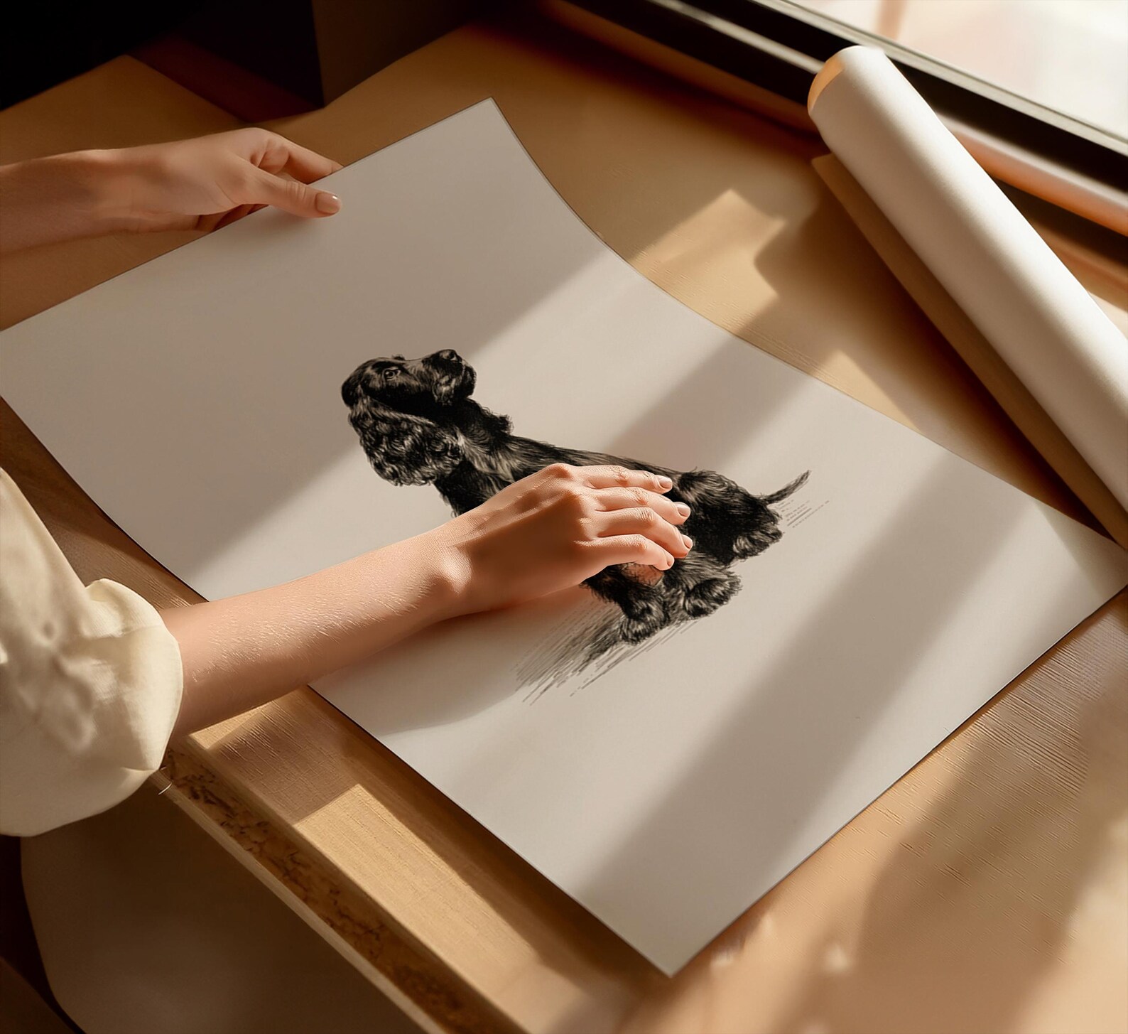Black Cocker Spaniel Sketch Print: Vintage Dog Drawing Wall Art ...