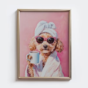 Lámina decorativa de café con diseño de Cockapoo / Lámina moderna para baño (Descarga digital)