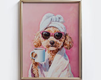 Cockapoo Coffee Wall Art | Trendy Bathroom Print (Digital Download)