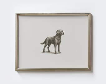Labrador Sketch Print: Minimalist Dog Portrait, Farmhouse Style (Digital Download)