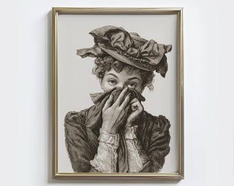 Funny Victorian Woman Bathroom Print: Stinky Toilet Humor (Digital Download)