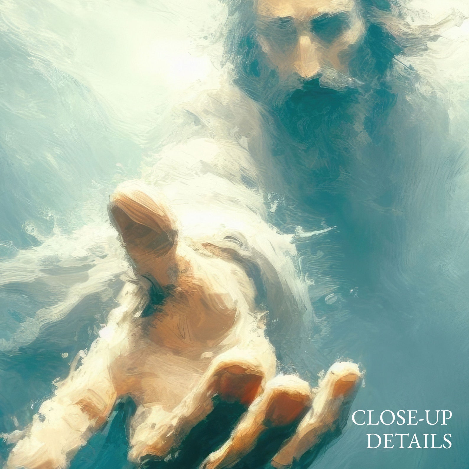 Jesus Reaching Into Water, Hand of God Wall Art, Come Follow Me