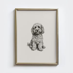 Cockapoo Sketch Print: Vintage Dog Drawing Wall Art - Farmhouse Wall Decor