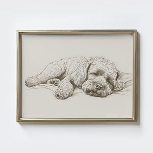 Impresión de boceto de Cockapoo: Arte canino de estilo vintage (Descarga digital)