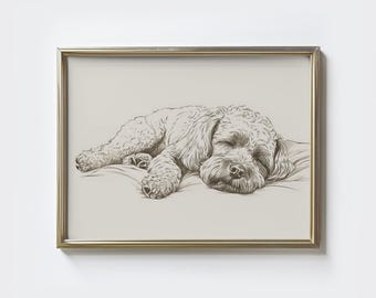 Cockapoo Sketch Print: Vintage Style Dog Art (Digital Download)