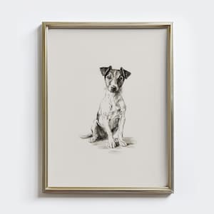 Impresión de boceto de Jack Russell: dibujo de perro vintage - Decoración de pared rústica