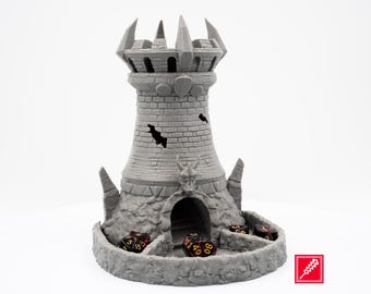 Medieval Fighter Dice Tower | Dice Roller and Tray for DnD Dice | Dungeon Master Gifts | Compatible with Metal Dice