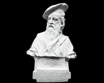Gutenberg Bust, Josef Anger & Sohne, Johannes Gutenberg Bust, Small Desktop Bust, Famous Inventor and Engineer Statue