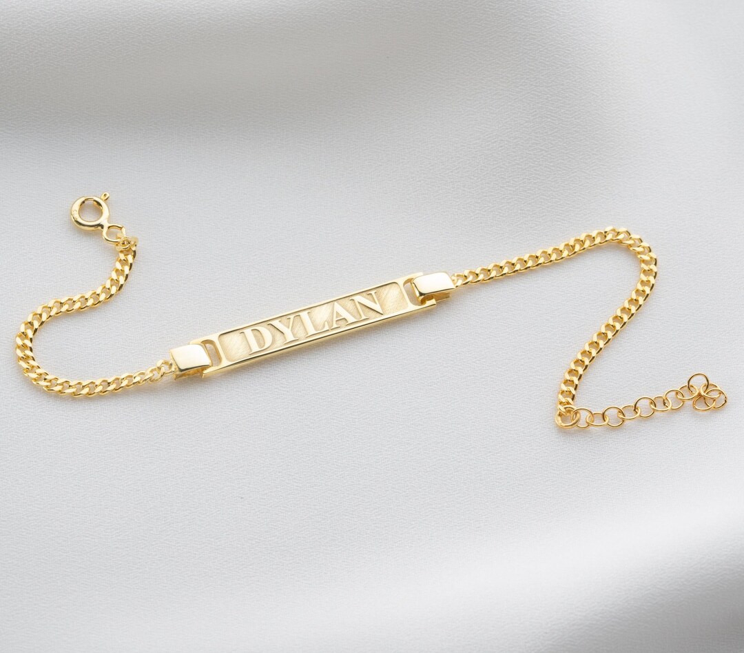 Personalised Kids Bracelet Gold Toddlers Bracelet Baby Etsy