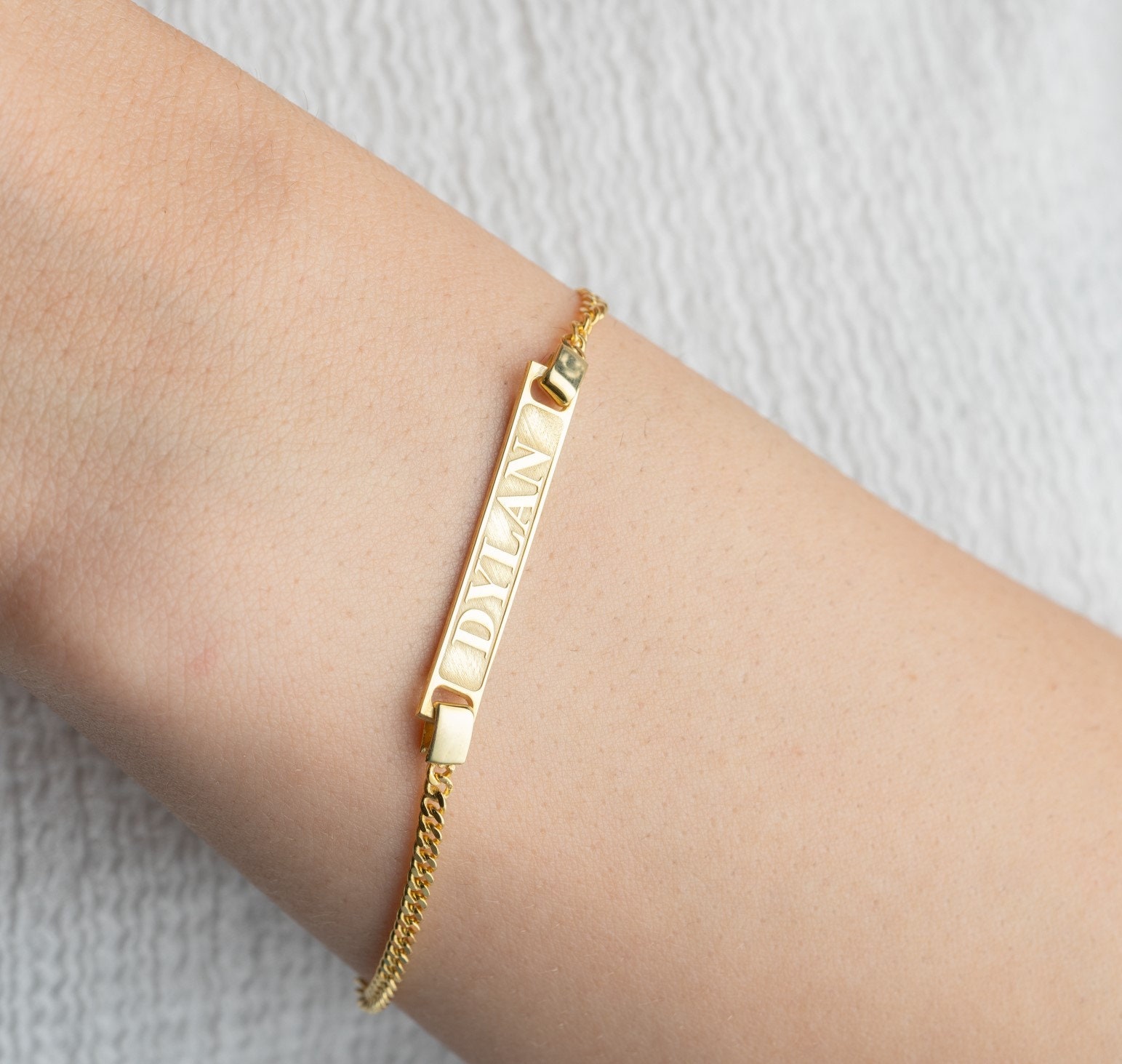 Gold Baby Name Bracelet, Child ID Bracelet, Custom Bracelet for Kids — free download