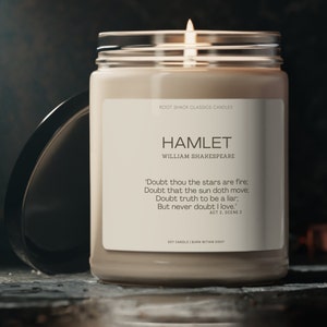 Literary Gifts | Shakespeare Quote | Bookish Gift | Love Quotes | Hamlet Love Quote | Literary Candle | Gifts under 20