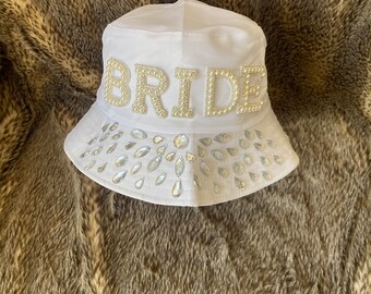 BUCKET BRIDE HAT - Pearl and Rhinestone - Hen party, Hen do. Wedding Celebration. Bride hat