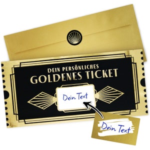 Golden Ticket - Vale con espacio para raspar para rellenar tú mismo con sobre dorado y 3 pegatinas de regalo / Consejo de regalo para el Día de la Madre