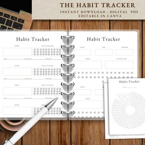 Habit Tracker Printable | Habit Tracker Digital | Yearly, Monthly, Weekly, Daily Habit Tracker | Habit Planner Pdf | Motivation Planner