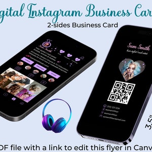Beauty Instagram Visitenkarten - Hair, Nails, Makeup artist | Canva bearbeitbar | Influencer | Digitale Visitenkarte | IG |