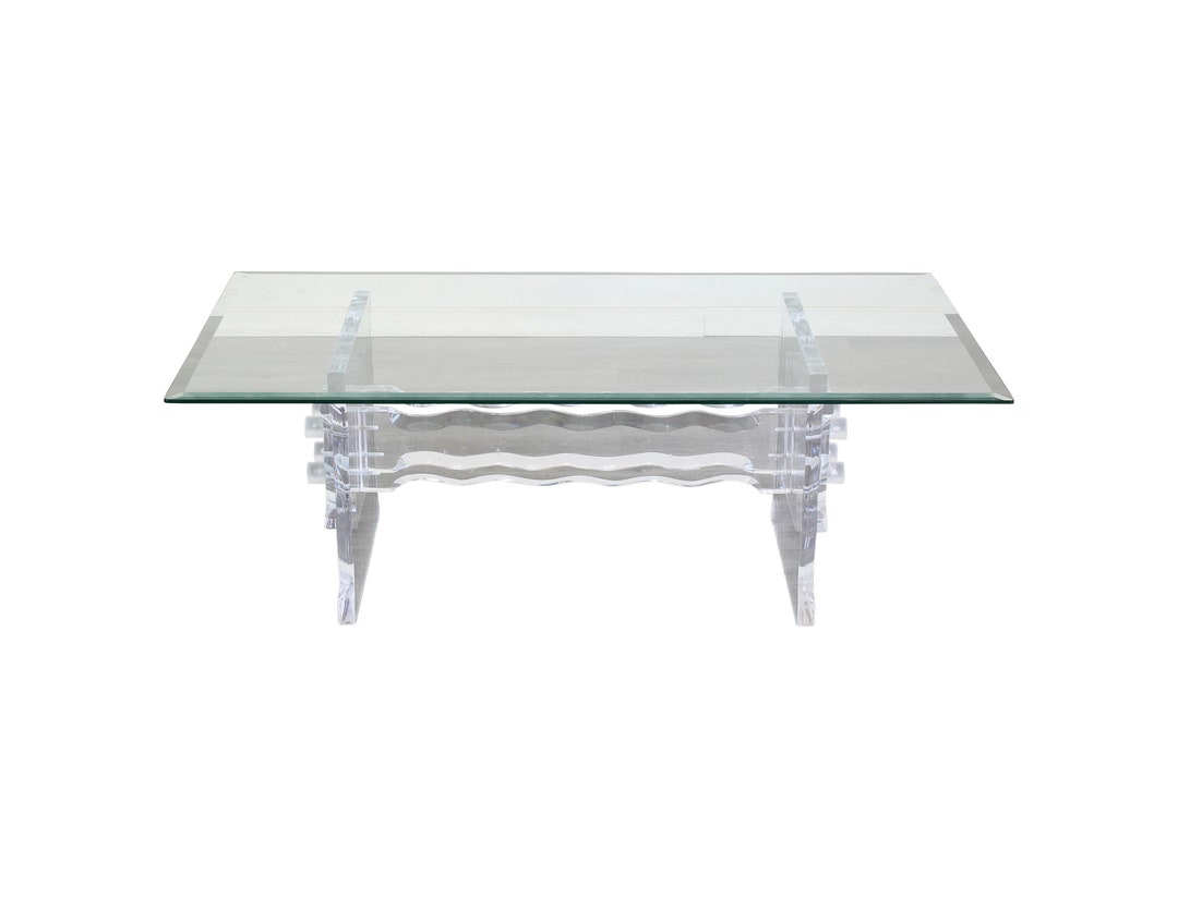 Vintage Lucite Coffee Table With Glass Top Etsy