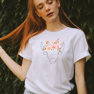Taurus Zodiac Vintage Tee, Celestial Taurus Shirt, Astrology Tee, Boho Shirt, Horoscope, Birthday Gift, Gift For Her, Pastel Colors, Flowers