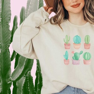 Cactus Sweatshirt, Vintage Cactus Shirt, Pink Cactus Sweater, Boho Plant Shirt, Plant Lover Shirt, Cactus Gift, Desert Shirt, Arizona Shirt
