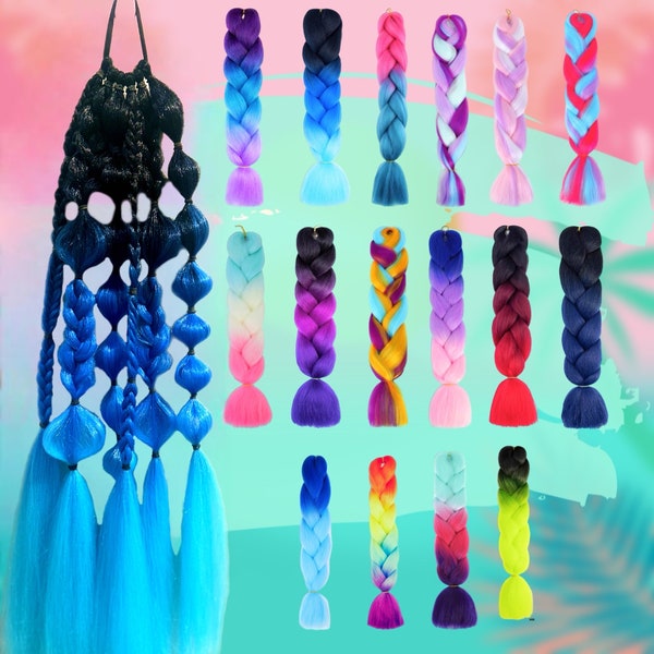 Rave Festival Boho Ombré Infinity Bubble Braids Set Extensiones de cabello Hair Twist Crochet Trenzas Cabello para mujeres Trenzas de coleta hechas a medida