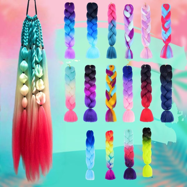 Rave Festival Boho Ombré Infinity Bubble Braids Set Extensiones de cabello Hair Twist Crochet Trenzas Cabello para mujeres Trenzas de coleta hechas a medida