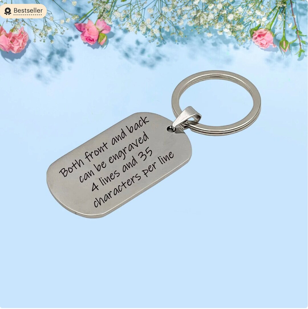 Custom Engraved Dog Tag Keychain Personalized Keyring Etsy