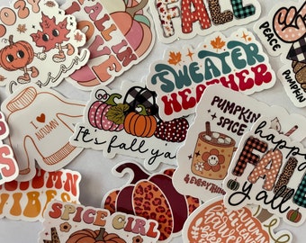 Autumn/Fall Sticker Grab Bag. Premium vinyl and laminated for durability.