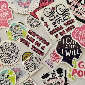 Girl Power Stickers, Mystery Grab Bag of 5 Premium Die Cut Stickers