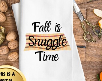 Fall Snuggle Time Design, Plaid Blanket Graphic (Digital Download)