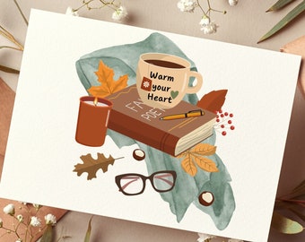 Cozy Fall Reading SVG, Autumn Book Png (Digital Download)