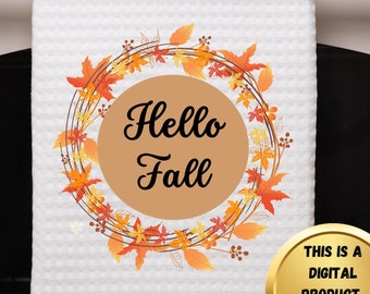 Hello Fall Leaves Design, Autumn Colors SVG PNG (Digital Download)