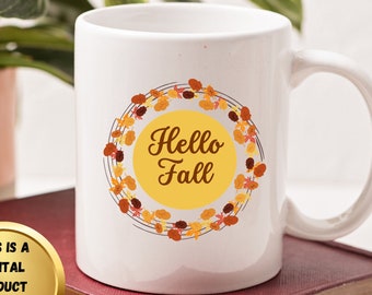 Hello Fall Svg, Hello Fall Png, Fall Leaves Svg, Fall Leaves Png, Fall Design, Autumn Design, Circle Fall Design, Fall Colors, Autumn Colors