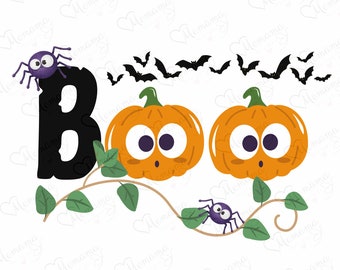 Halloween Boo Pumpkins SVG, PNG (Digital Download)