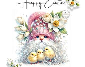 9 Easter Gnomes Clipart Bundle, Cute Gnome Clipart WithBunnies And Baby Chicks, Printable Clipart, Digital Download Easter Bunny Clipart JPG