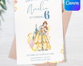 Princess Birthday Invitation, Toile de Jouy Fairytale Party Invite (Canva Template)