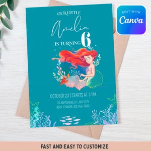 Little Mermaid Invitation Little Mermaid Birthday Invitation Under the sea, little mermaid party, Instant Download 090