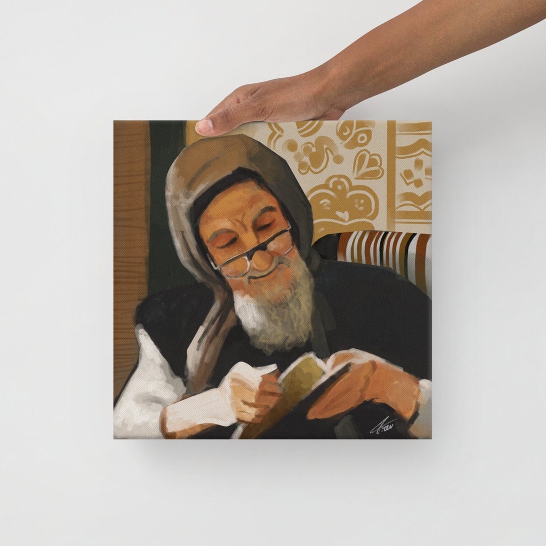 Baba Sali Portrait Canvas | Sephardic Rabbi Judaica Wall Art | Jewish ...